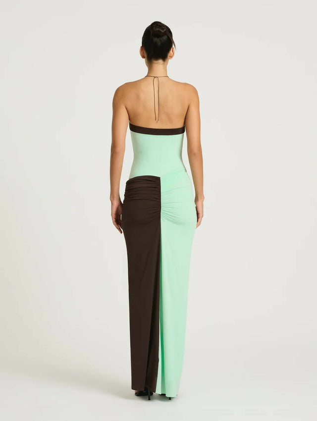 BENNI Rumi Strapless Maxi AQUA/CHOC - Dresses