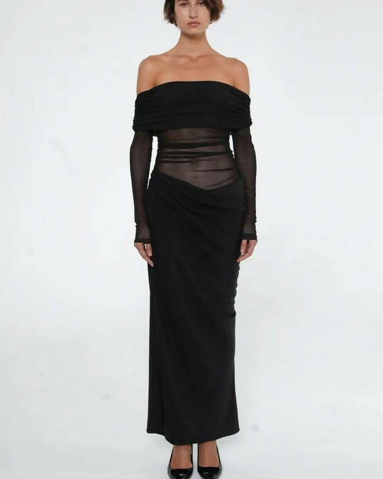 Benni Yasmin Off-Shoulder Maxi Dress Black - 8 / Black - Dresses