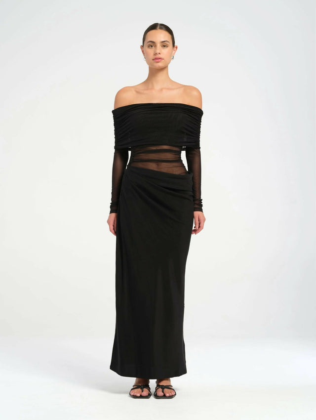 Benni Yasmin Off Shoulder Maxi Dress Black Size AU 12 - 12 / Black - Dresses