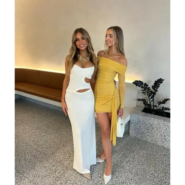 Benni Yasmin Off Shoulder Mini - 6 / Yellow - Dresses
