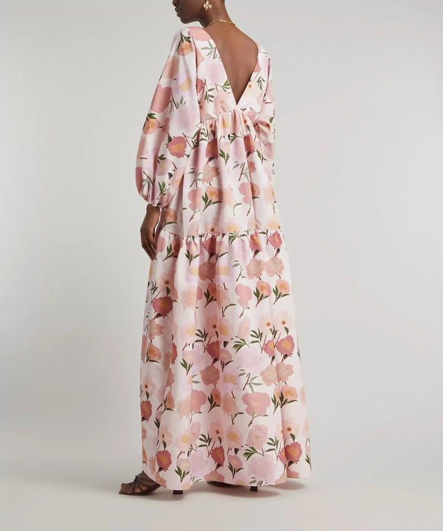 Bernadette Matthieu Maxi Dress Peony Floral Print Size 12 - Dresses