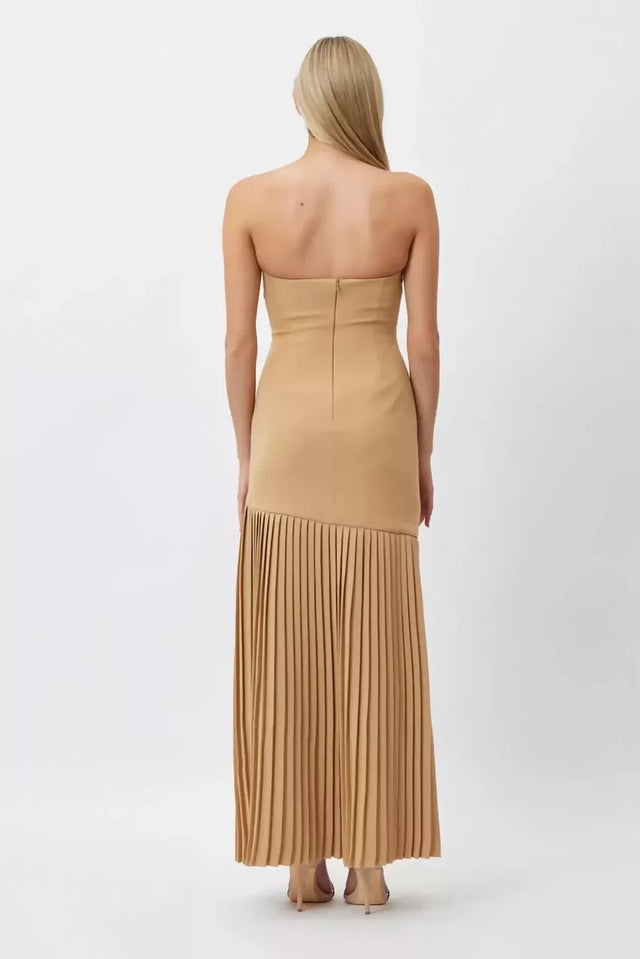 Bianca and Bridgett Mara Pleated Maxi Dress Beige - 12 / Brown - Dresses