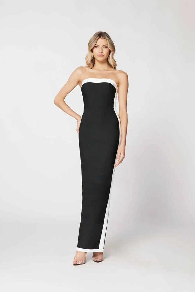 Bianca & Bridgett Ashley Gown in Black White - 8 / Black - Dresses