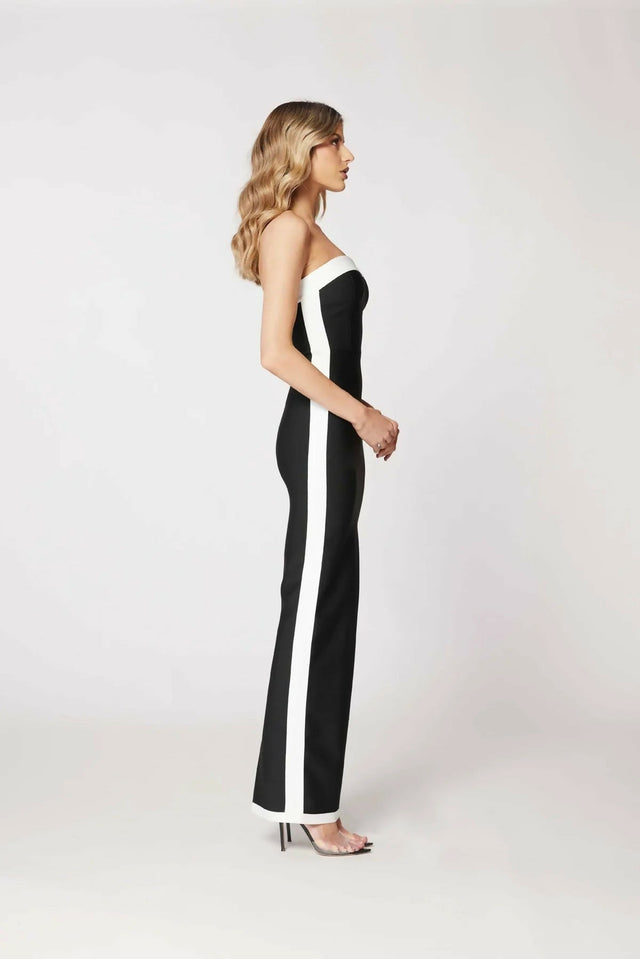 Bianca & Bridgett Ashley Gown in Black White - 8 / Black - Dresses