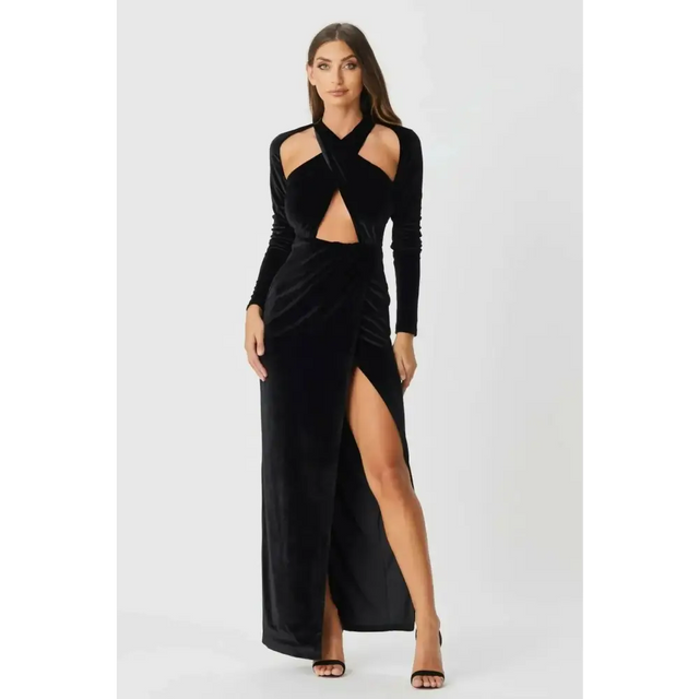 Bianca & Bridgett Wynter Long Black Dress - 12 / Black - Dresses