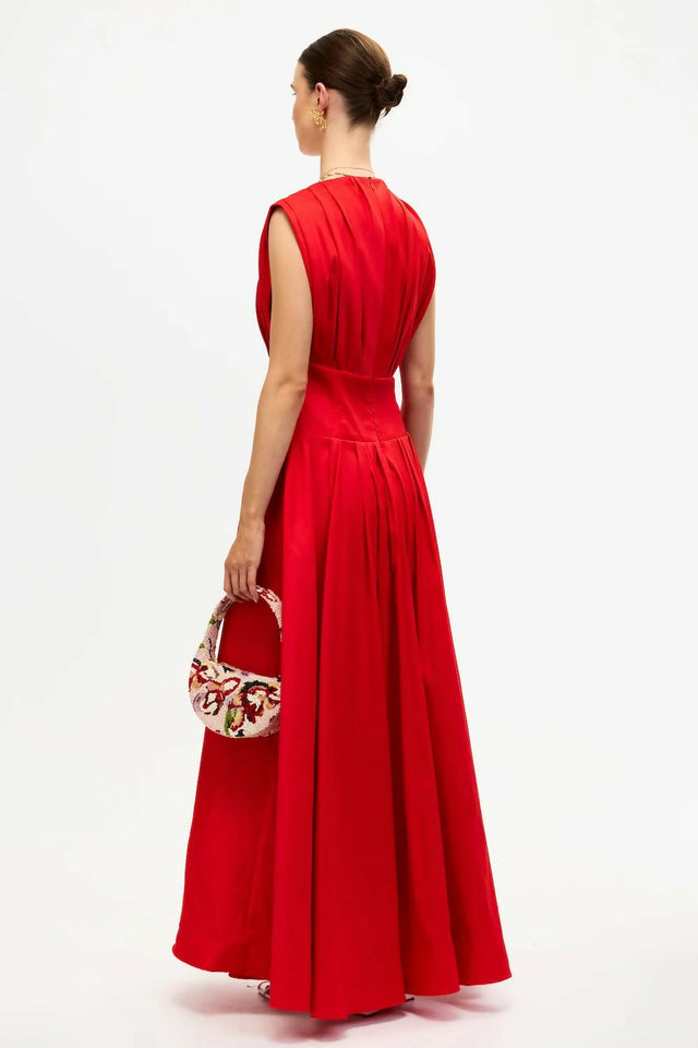 Acler Innoxhill V Neck Maxi Dress in Cherry Red