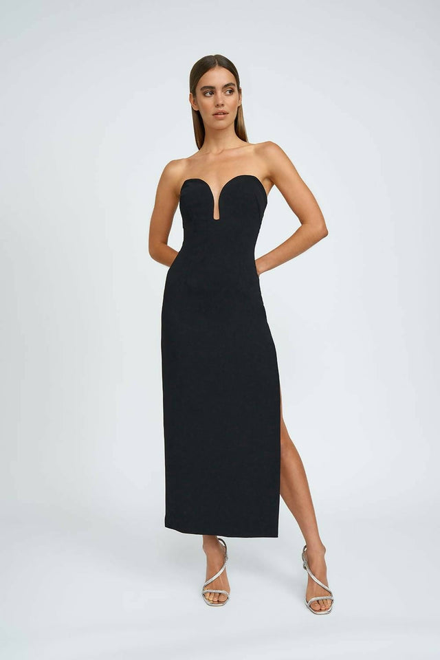 By Johnny Ginny Scoop Front Midi Dress Black Size 10 - 10 / Black - Dresses
