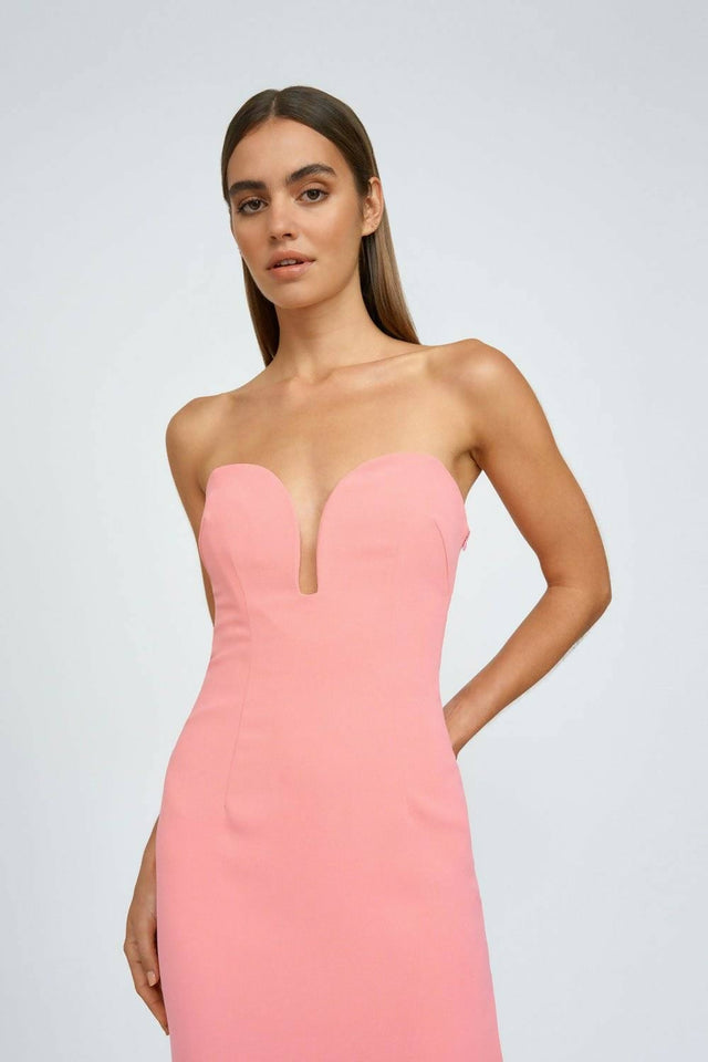 By Johnny Ginny Scoop Split Midi Dress in Melon Pink Size 6 - 6 / Pink - Dresses