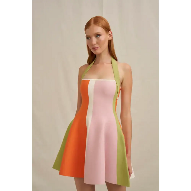 By Johnny Melon Knit Dress - Multi Green Pink Red - Dresses