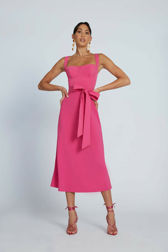By Johnny Ora Bist Midi Dress - 8 / Pink - Dresses