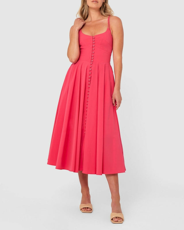 By Johnny Party Button Dress in Pink - 6 / Pink - Dresses