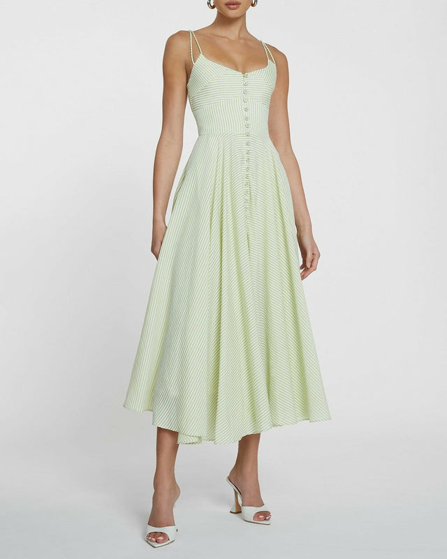 By Johnny Pistachio Stripe Dress - 8 / Green - Dresses
