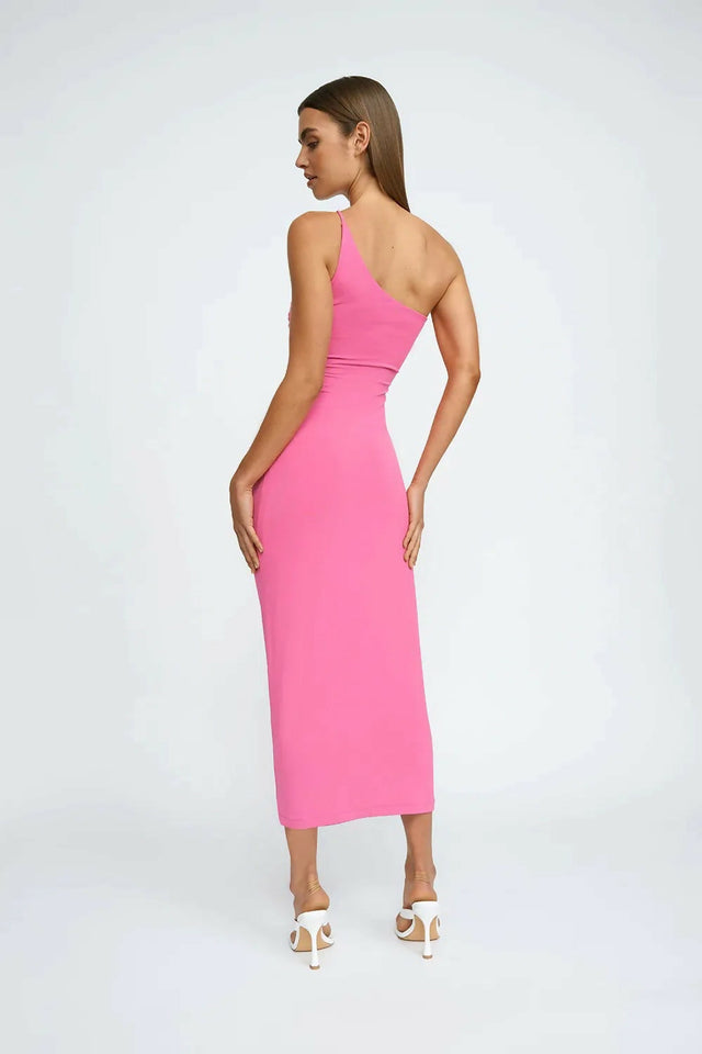 By Johnny Siya Sliced Gathered Midi in Fuchsia Pink Size AU 8 - 8 / Pink - Dresses