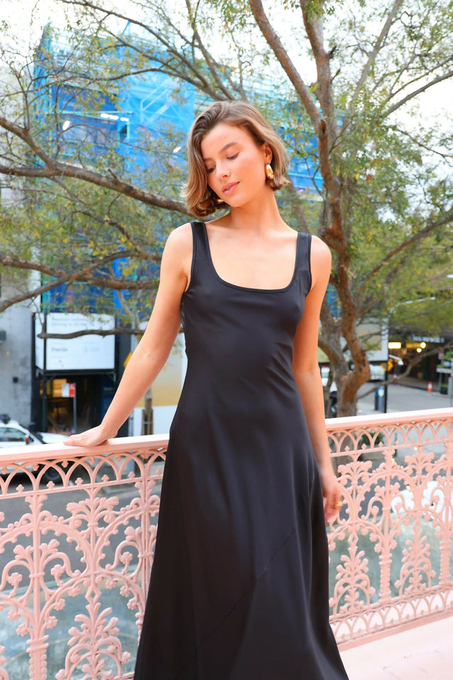 By Nicola Beneath The Stars Bias Cut Slip Dress - 10 / Black - Dresses