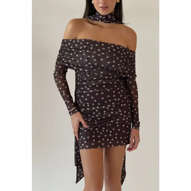 By Nicola Boston Mini Dress - Chocolate Polka - Dresses