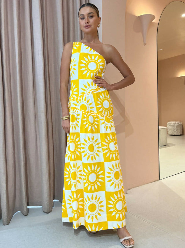 By Nicola Goldie One Shoulder Maxi Dress in Large Sol Size 12 - 12 / Yellow - Dresses
