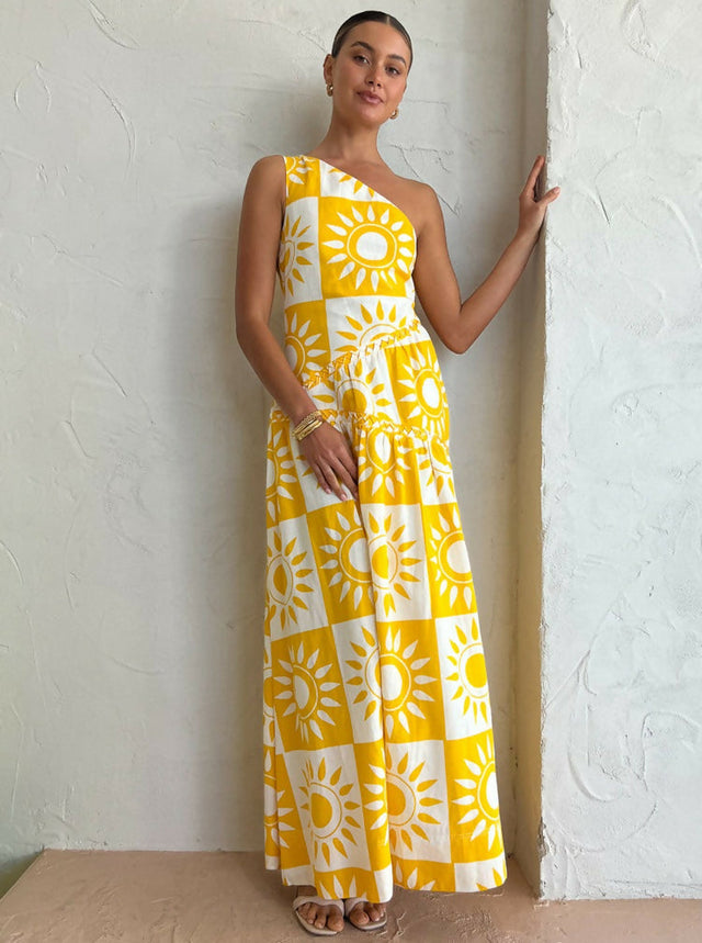 By Nicola Goldie One Shoulder Maxi Dress in Large Sol Size 12 - 12 / Yellow - Dresses
