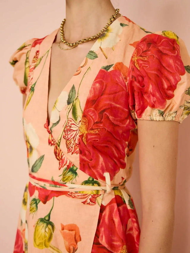 By Nicola Havanna Wrap Maxi Dress In Raspberry Punch Floral - 10 / Floral - Dresses