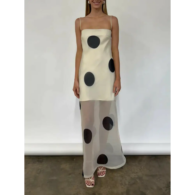 By Nicola Mila Maxi Dress in Ivory Polka - Dresses