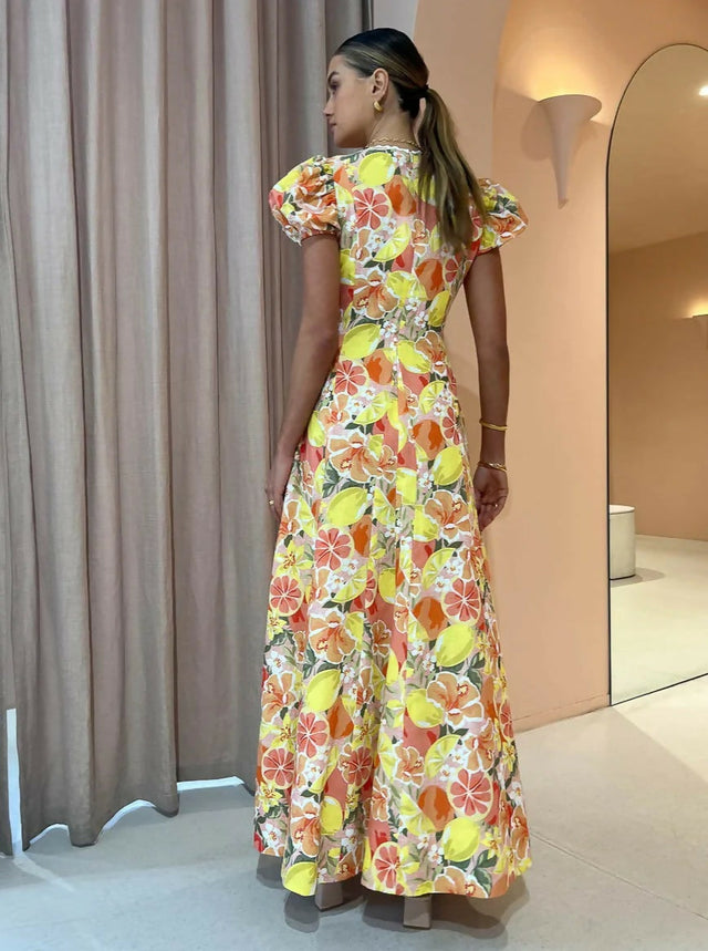 By Nicola S/S Wavy Maxi Dress in Citrus Print - 8 / Multi - Dresses