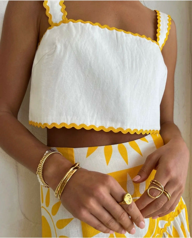 By Nicola Wavy Crop Top and Sol Maxi Skirt Set in Sol Size 8 - 8 / Print - Outfit Sets