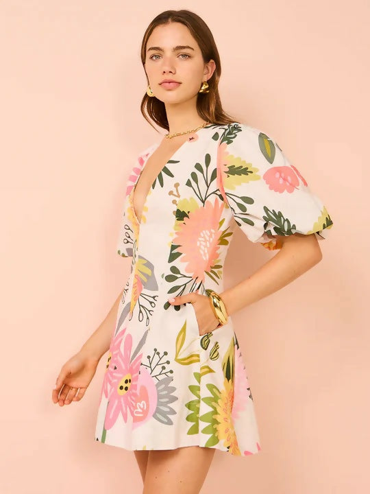 By Nicola Wavy Mini Dress In Potpourri - 8 / Floral - Dresses