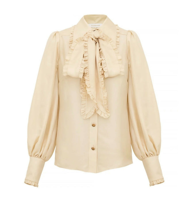 Zimmermann Bow Twill Shirt in Cream and Tailored Short Set