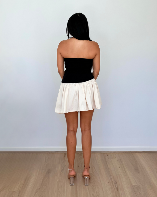 Arcina Ori Celine Mini Dress Black and Ivory