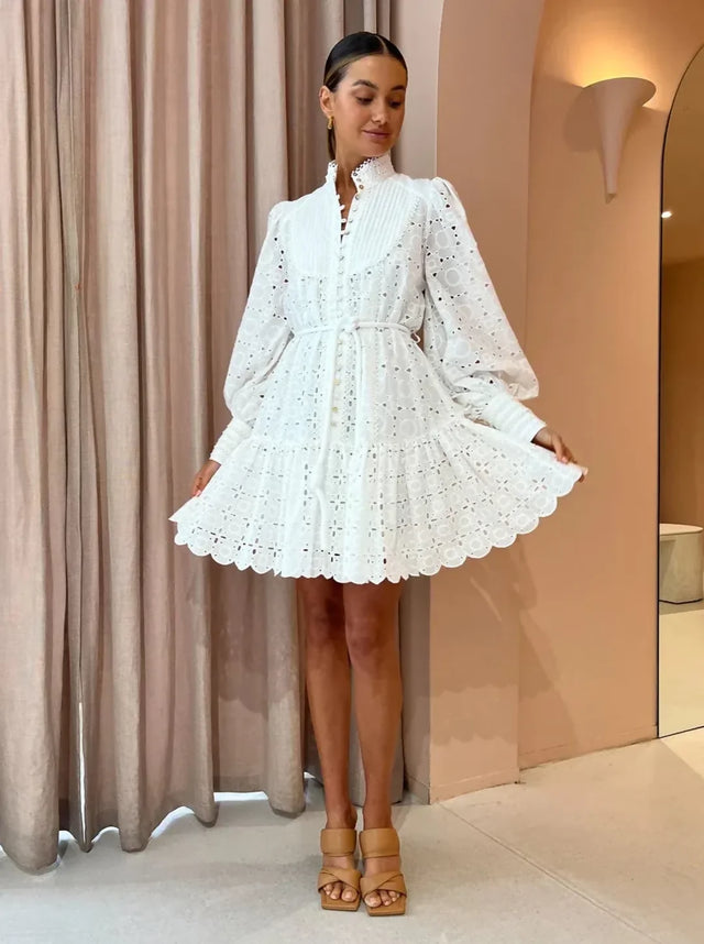 Alemais Evie Mini Smock Dress White