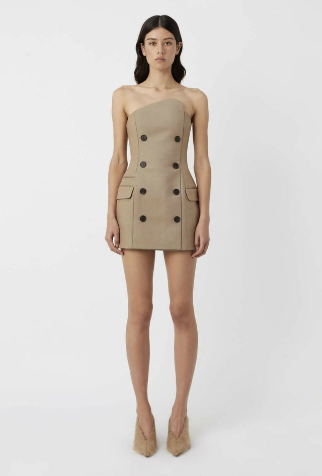 Camilla And Marc Asteria Strapless Mini Dress in Tan Brown - 10 / Brown - Dresses
