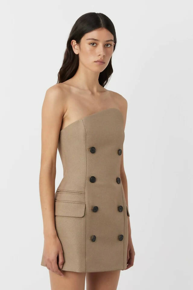 Camilla And Marc Asteria Strapless Mini Dress in Tan Brown - 10 / Brown - Dresses