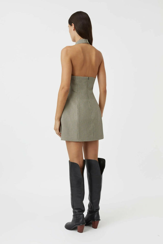 Camilla And Marc Banks Mini Dress in Black Houndstooth - Dresses