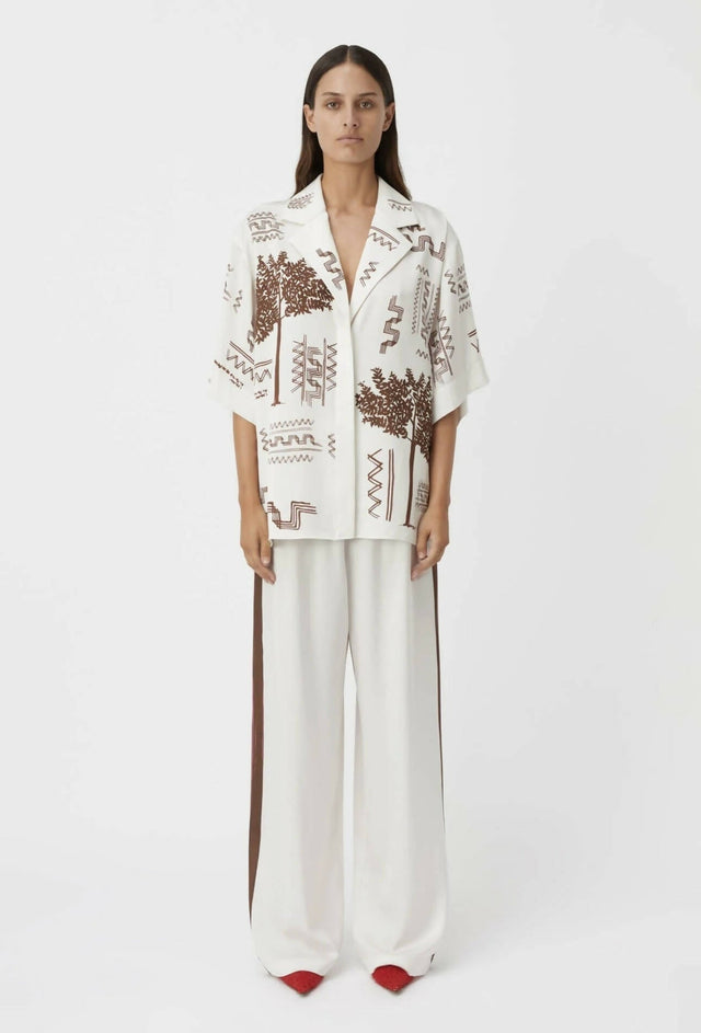 Camilla And Marc Cassia Short Sleeve Shirt and Pant in Oyster Grey - Outfit Sets