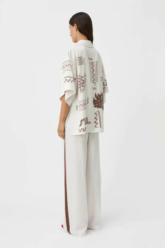 Camilla And Marc Cassia Short Sleeve Shirt and Pant in Oyster Grey - Outfit Sets