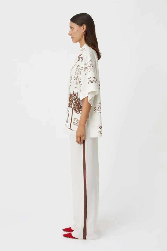 Camilla And Marc Cassia Short Sleeve Shirt and Pant in Oyster Grey - Outfit Sets