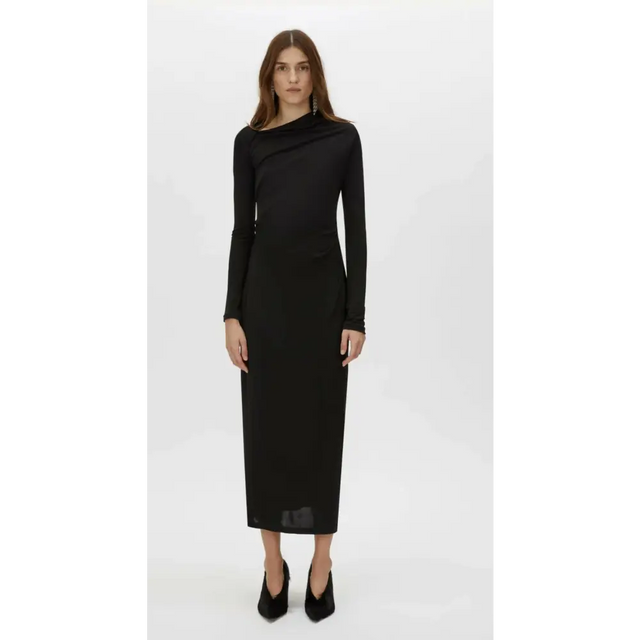 Camilla And Marc Mai Long Sleeve Midi Dress in Black - 10 / Black - Dresses