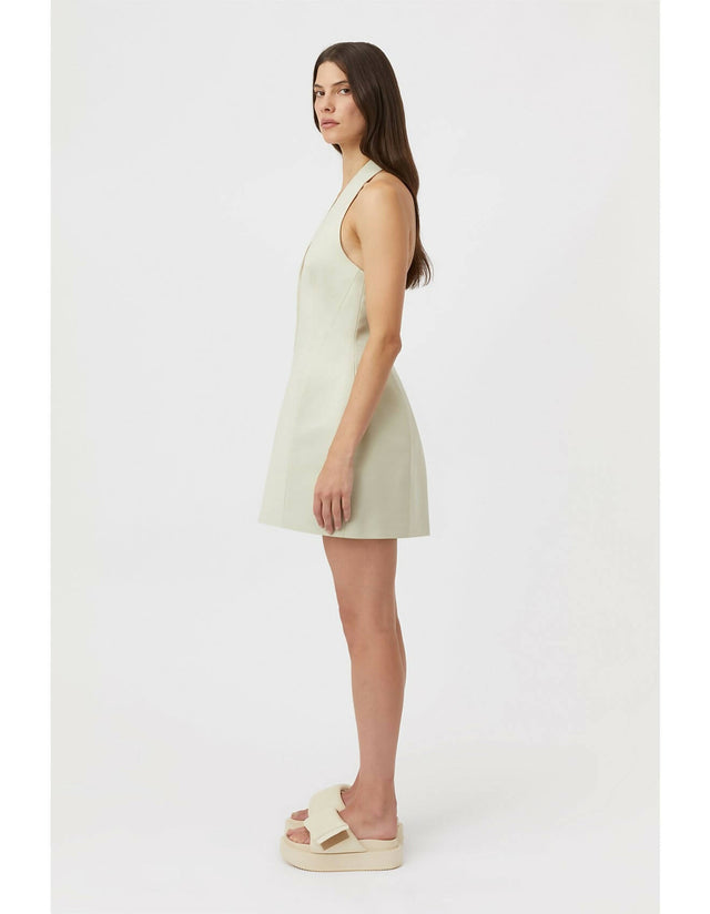 Camilla and Marc - Camilla And Marc Petra Halter Neck Mini Dress in Pistachio Grey