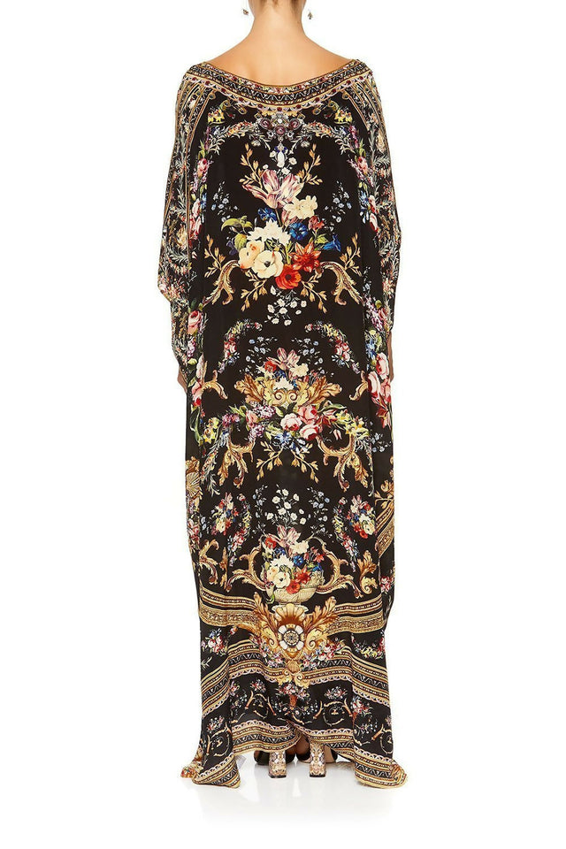 black_os_friend_in_flora_round_neck_kaftan_one_size