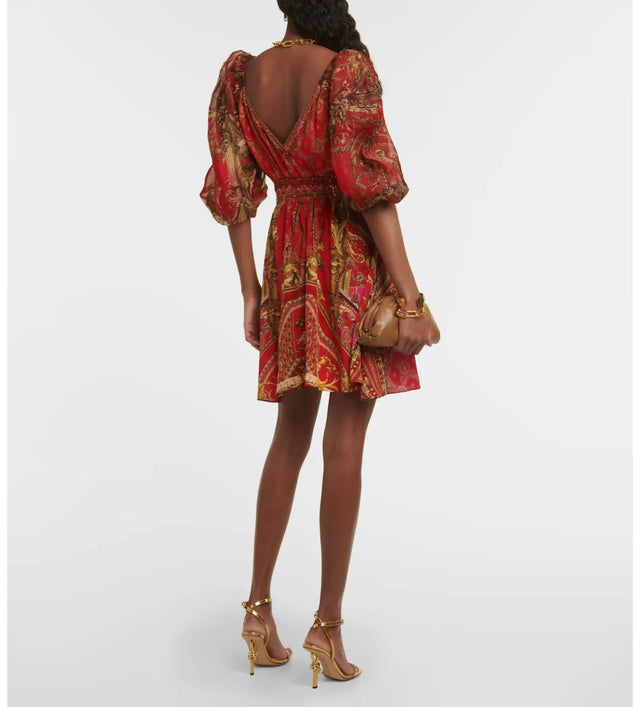 Camilla Red Mini Dress Size Large / AU 14 - 14 / Print - Dresses