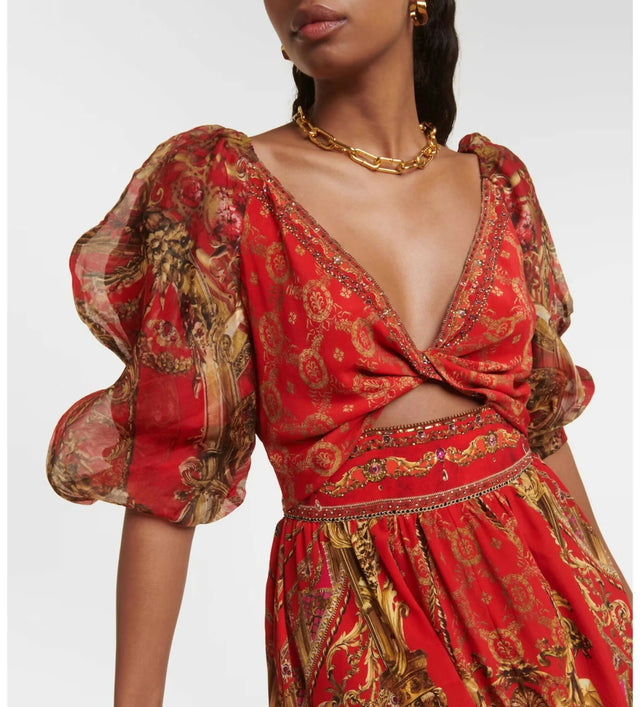 Camilla Red Mini Dress Size Large / AU 14 - 14 / Print - Dresses