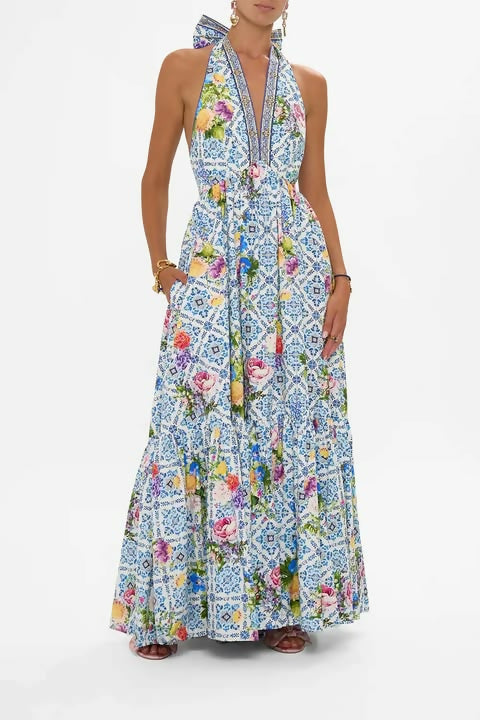 Camilla Ruffle Hem Halter - Wall to Wall Wonders - Multi / 12 - Dresses