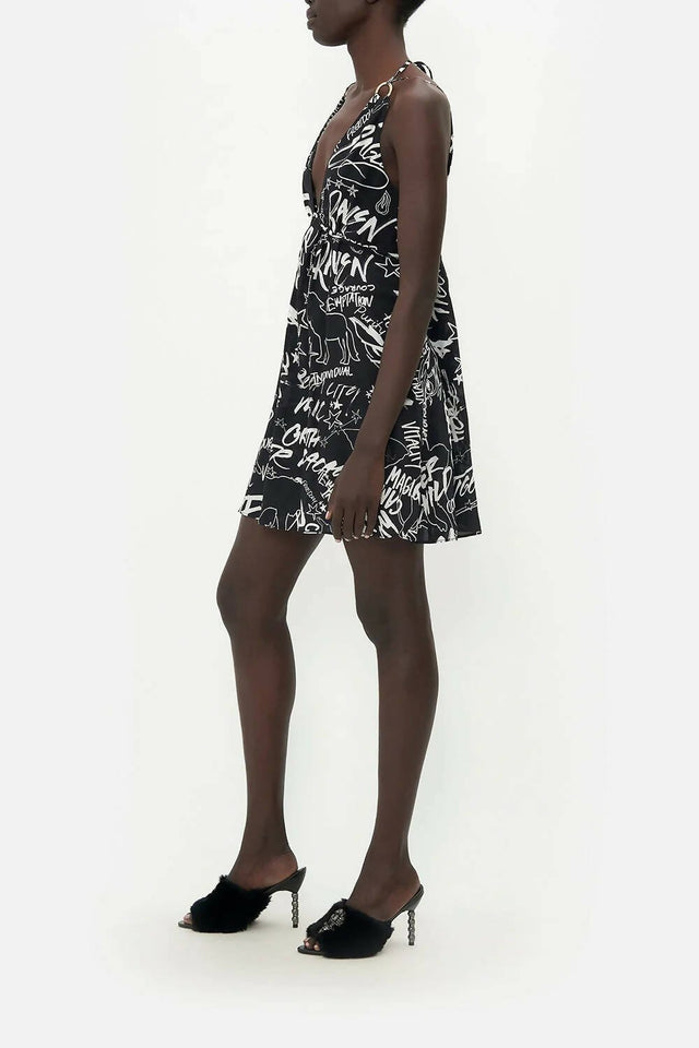 Camilla - Camilla Short Flared Dress With Hardware Spirit Scribble