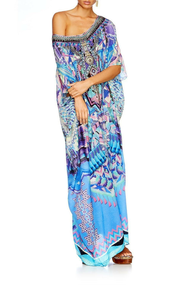 Camilla Threads of Cosmos Round Neck Kaftan One Size - Dresses