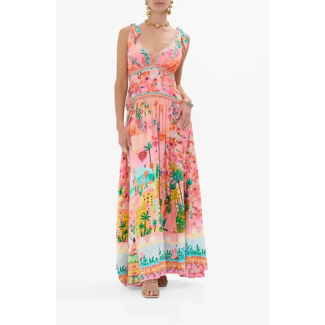 Camilla Tie Shoulder Dress in Sister Sunset Size AU 10 - 10 / Pink - Dresses