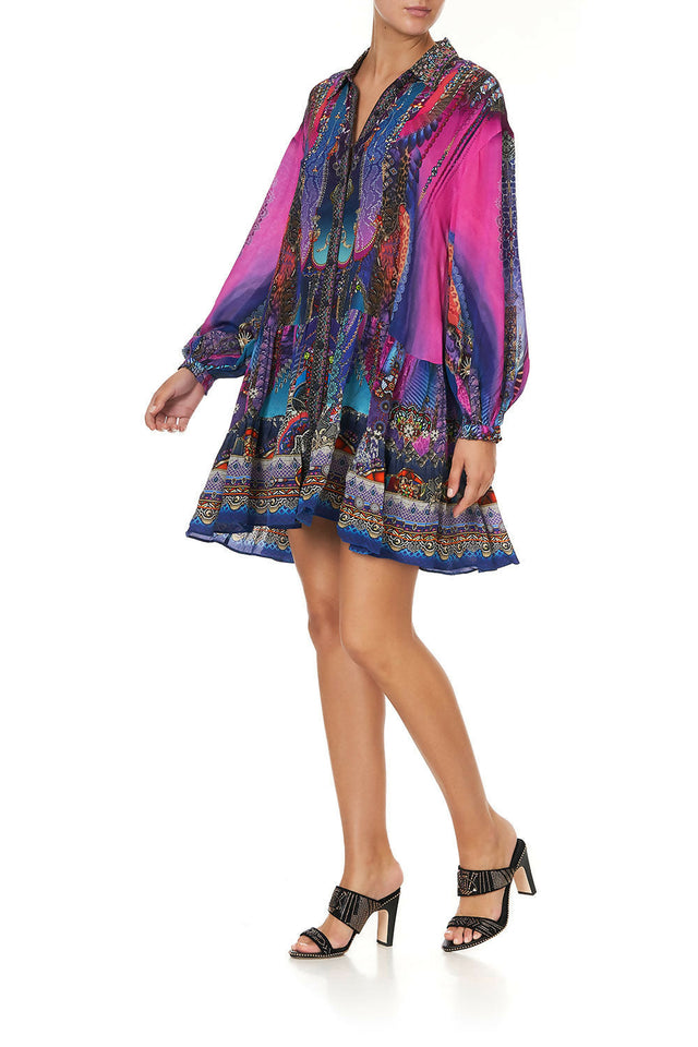 Camilla Tiered Shirt Dress - 8 / Multi - Dresses