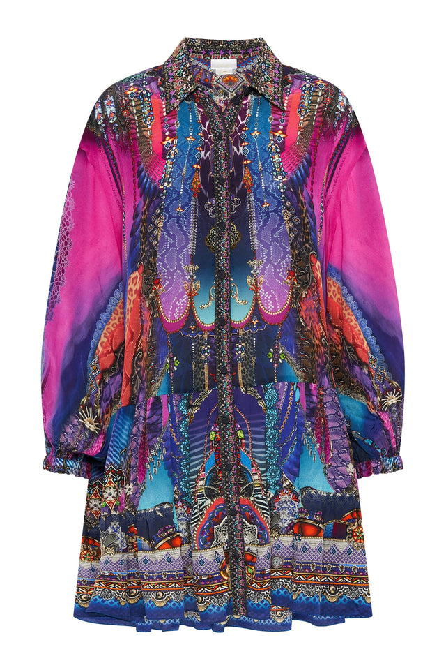 Camilla Tiered Shirt Dress - 8 / Multi - Dresses