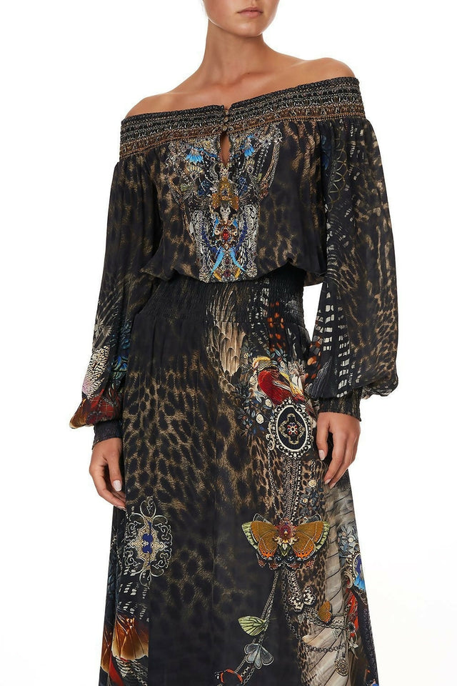 Camilla Treasure Chaser off Shoulder Shirred Dress Size XXL - 16 / Multi - Dresses