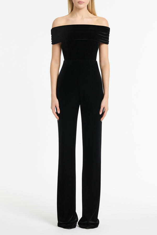 Carla Zampatti Black Velvet Pant and off Shoulder Bodysuit Top - Outfit Sets