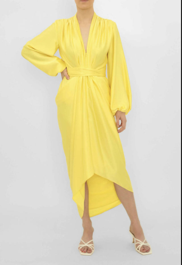 Carla Zampatti Citrus Satin Paradise Modern Waterfall Dress - Dresses