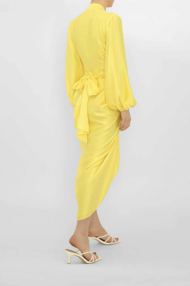 Carla Zampatti Citrus Satin Paradise Modern Waterfall Dress - Dresses